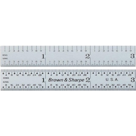 Bns Flexible Steel Rule with Chrome Finishing, Inch Reading 599-323-1205